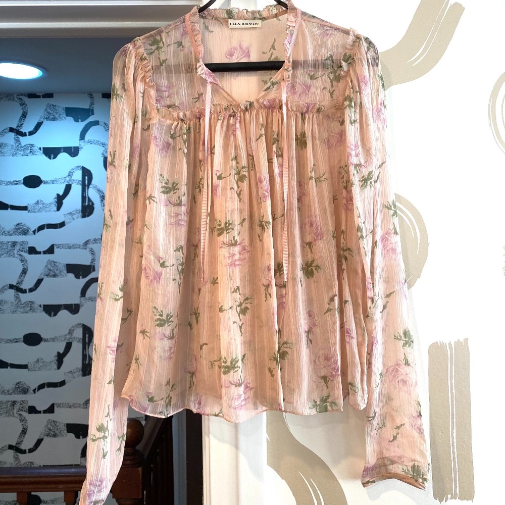 Ulla Johnson Rose Silk Petunia Blouse,